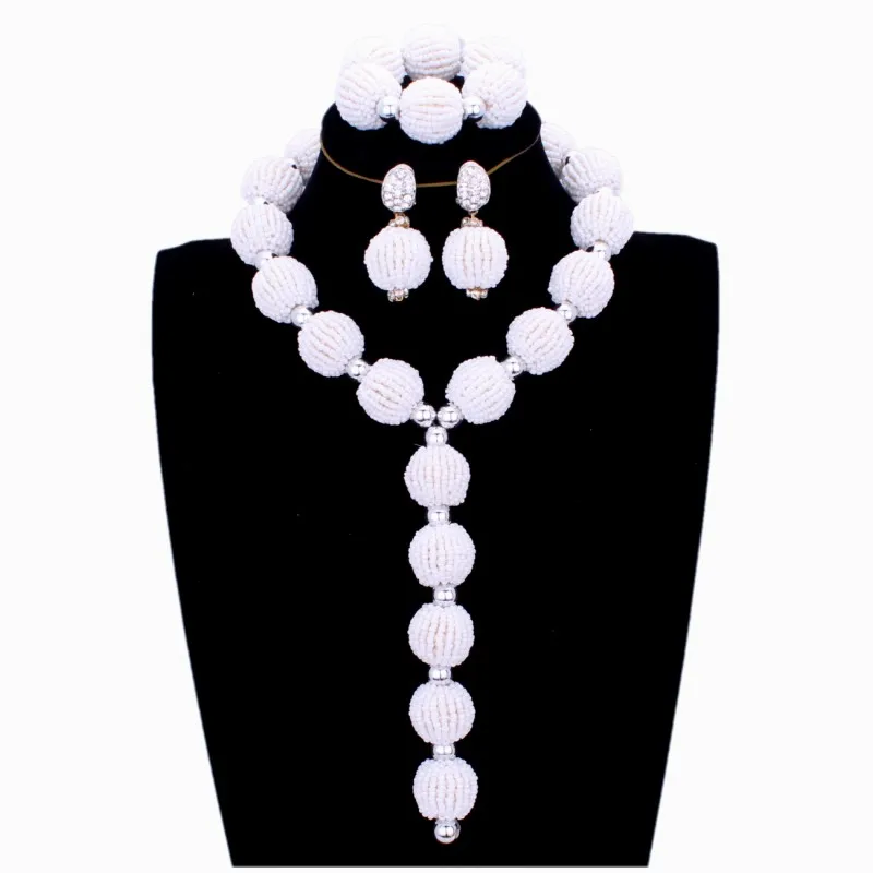 

Dudo Jewelry Set White African Beads Balls Design Indian Bridal Jewelry Sets Crystal Free Shipping One Layer Nigera Jewellery
