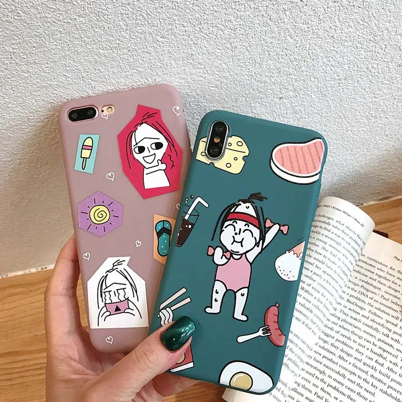 Cartoon Cute Weight loss inspirational girl Phone Case For iPhone X XR XS Max 6 6S Plus Soft Back Cover 7 8 |