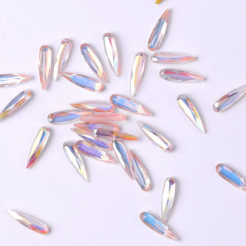 

10 pieces AB nail crystal Rhinestone gems long water drop charms 3D stones Rhinestone Nail Art decorations manicure accessories