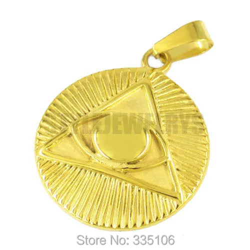 

Silver Gold Universal Eye Masonic Pendant Stainless Steel Jewelry Triangle Sunshine Freemasonry Biker Mens Pendant Wholesale SWP