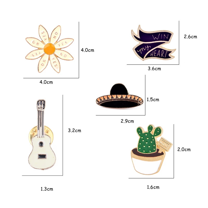 Fashion Women Jewelry Cartoon Brooches Enamel Pins Cactus Guitar Hat Brooch Men Denim Jackets Lapel Pin Metal Badge Girls Gifts