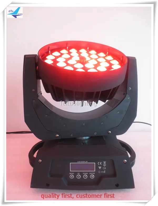 Бесплатная доставка 4 шт./лот LED Zoom Moving Head сценическое освещение 36x10 Вт RGBW DJ