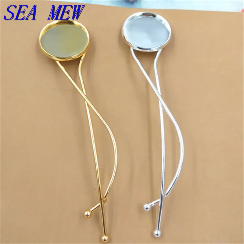 Подходит для 20 мм круглых кабошонов золотистого и серебристого цвета заколки