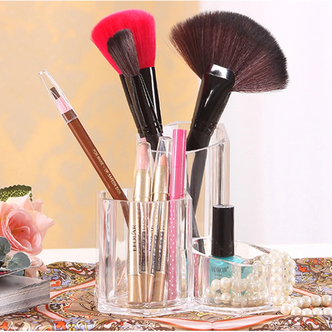 Прозрачный акриловый Органайзер для косметических ручек держатель кистей чехол