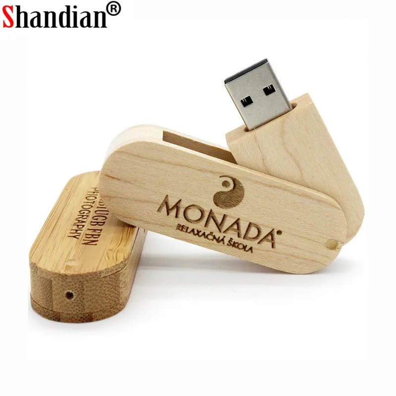 SHANDIAN деревянный портативный деревянный USB флеш-накопитель, 4 ГБ, 8 ГБ, 16 ГБ, 32 ГБ, 64 ГБ, USB 2,0, карта памяти, u-образный диск, свадебные подарки