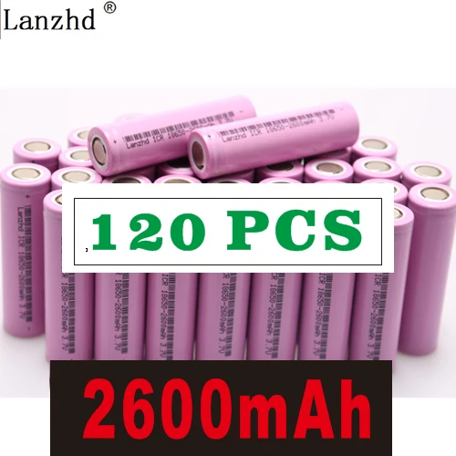 120 PCS 40-240Pcs 18650 Battery 2600mAh li ion Rechargeable Batteries for samsung 18650 3.7V Lithium Battery for Flashlight notebook - Цвет: 120 PCS
