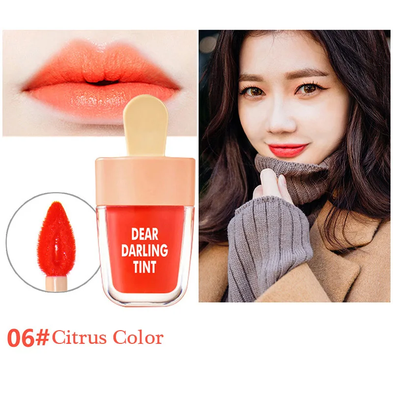 citrus color Милый крем для губ оттенок макияж корейский стиль красная жидкая матовая губная помада пигментная натуральная долговременный увлажнитель блеск для губ Косметика - Цвет: citrus color