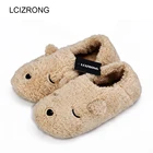 Тапочки LCIZRONG женские из искусственного меха, домашние тапочки из хлопка с мультяшным рисунком медведя, теплые плюшевые тапочки с закрытым полом, мужские Тапочки