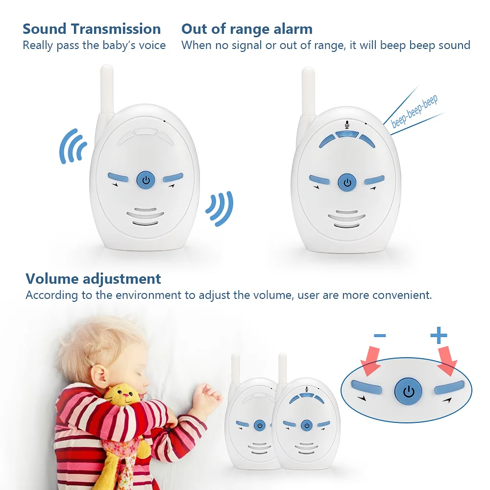 FUERS V20 Wireless Baby Monitor 2.4GHz Nanny Audio Walkie Talkie Kids Babysitter With Micphone Speaker | Безопасность и защита