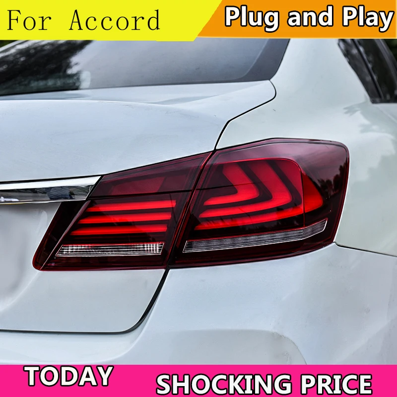

Автомобильный Стайлинг светодиодный задний фонарь для Honda Accord 9 хвост светильник s 2014-2016 для Accord задний светильник DRL + указатель поворота + тормоза + обратный светодиодный светильник