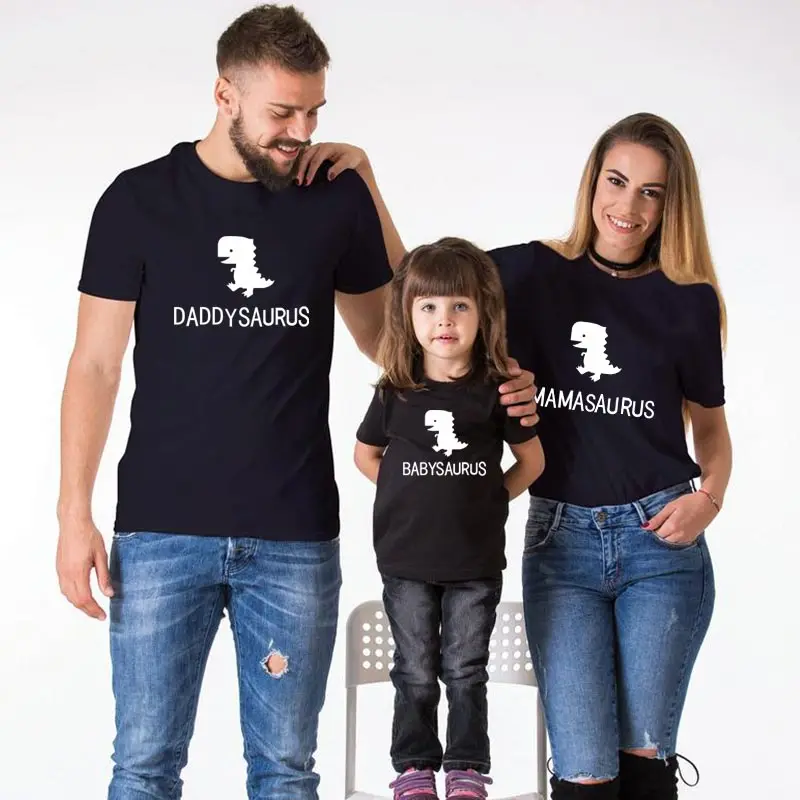 Футболка с мультяшным персонажем из мультфильма saurus Одинаковая одежда для семьи