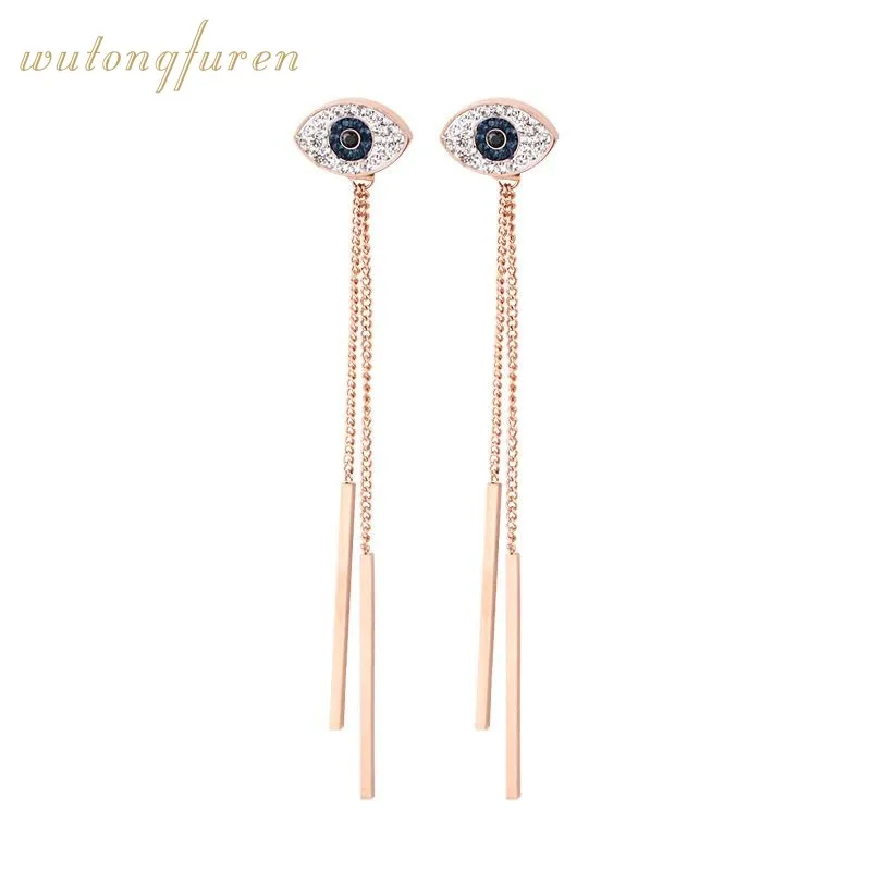 Корейские серьги из титановой стали цвета розового золота демонический глаз