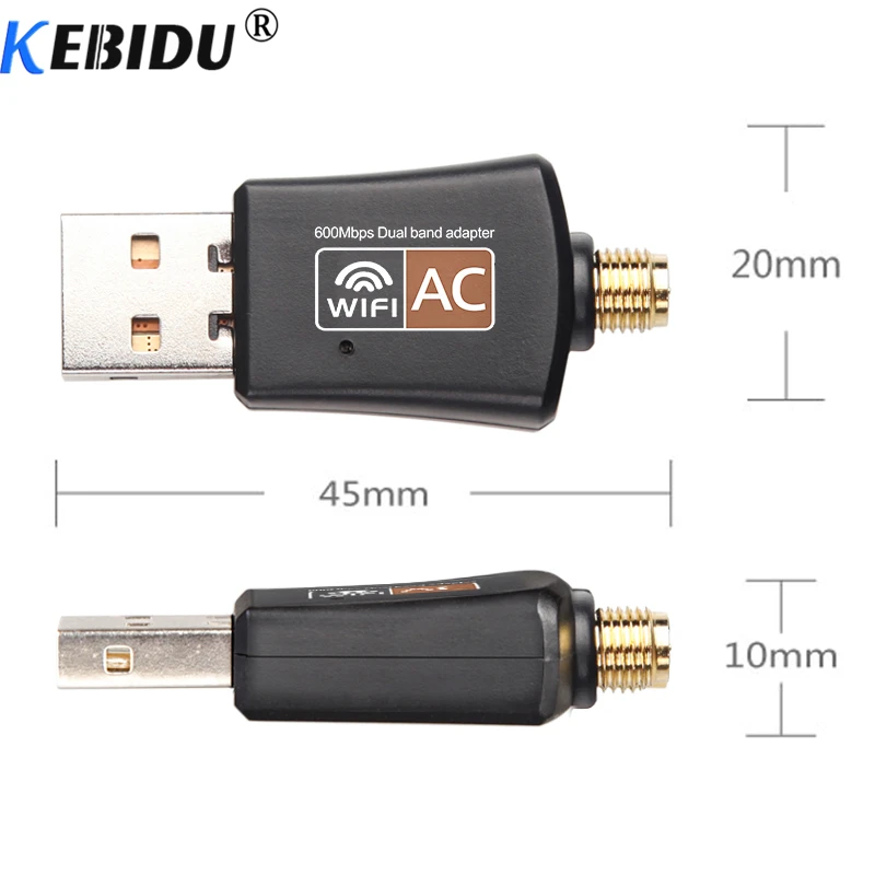 Беспроводной USB Wi Fi адаптер kebidu 600 Мбит/с 2 4 ГГц 5 двухдиапазонный с антенной для ПК
