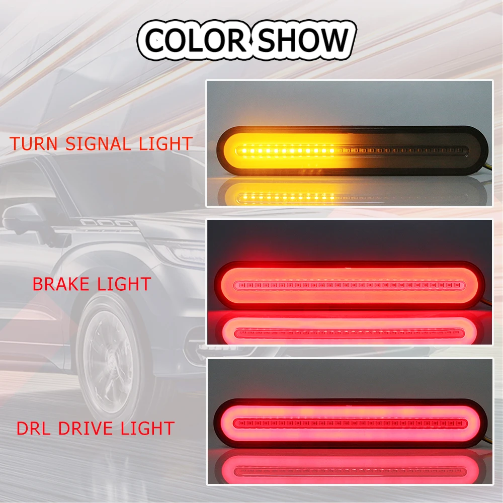 

2pc Car LED Tail Light Bar Sequential Amber Red Turn Signal Braking Driving Daylight Tail Light For Trailer Truck Pickup SUV RV