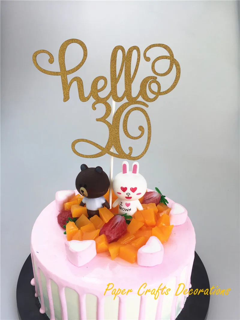 1 шт./компл. золотые блестки Hello 20/21/30/40/11 5 украшения для торта на день рождения