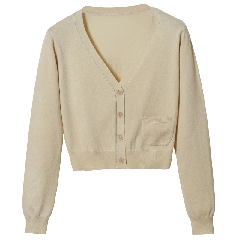 Size M-3XL Autum Spring Women V-Neck Knitted Casual Cropped Sweaters Cardigans Lady Knit Short Outwear Coat Top for Female |