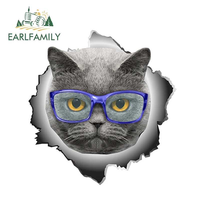 EARLFAMILY 13 см x 12 3 модная обувь с изображением кошки в очках автомобиля стикер рваные