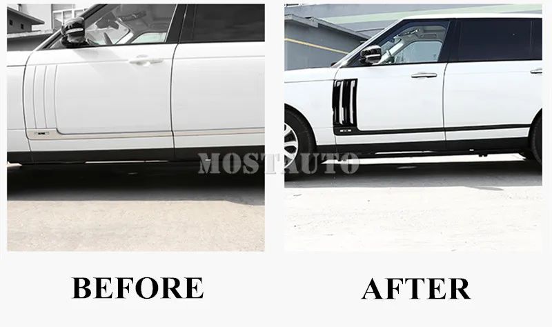 Для Land Rover Range Rover L405 дорожный указатель, брызговик боковая Накладка 2013- 2 шт серебристый/черный
