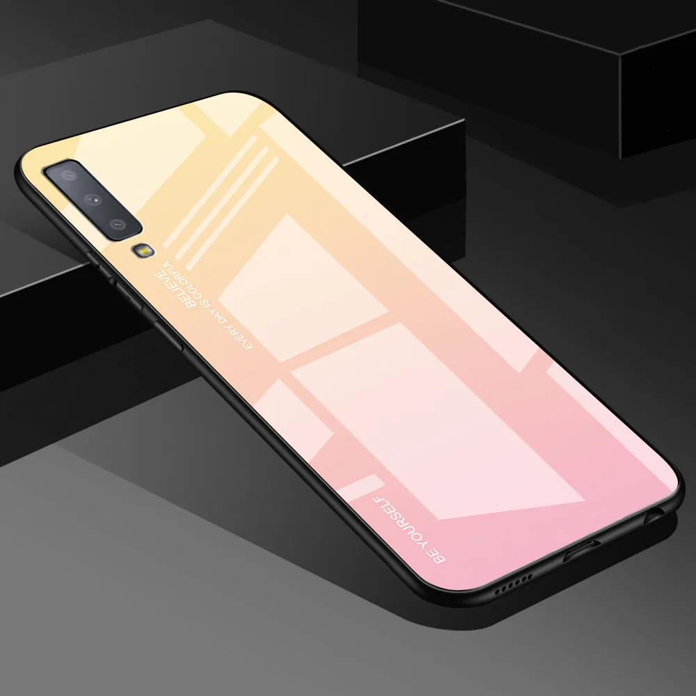 Чехол для телефона Samsung Galaxy A7 2018 Cool Symphony Двойной градиент цвета стеклянный чехол