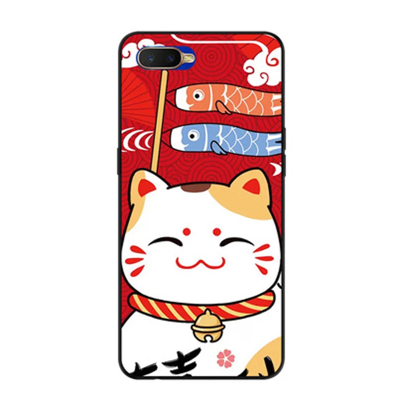 Мягкий силиконовый чехол для Oppo K1 телефона с рисунком счастливого кота защитный K
