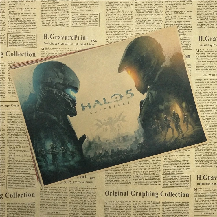 Винтажный основной плакат из крафт-бумаги HALO 4 5 guardions печатные видеоигры картинки