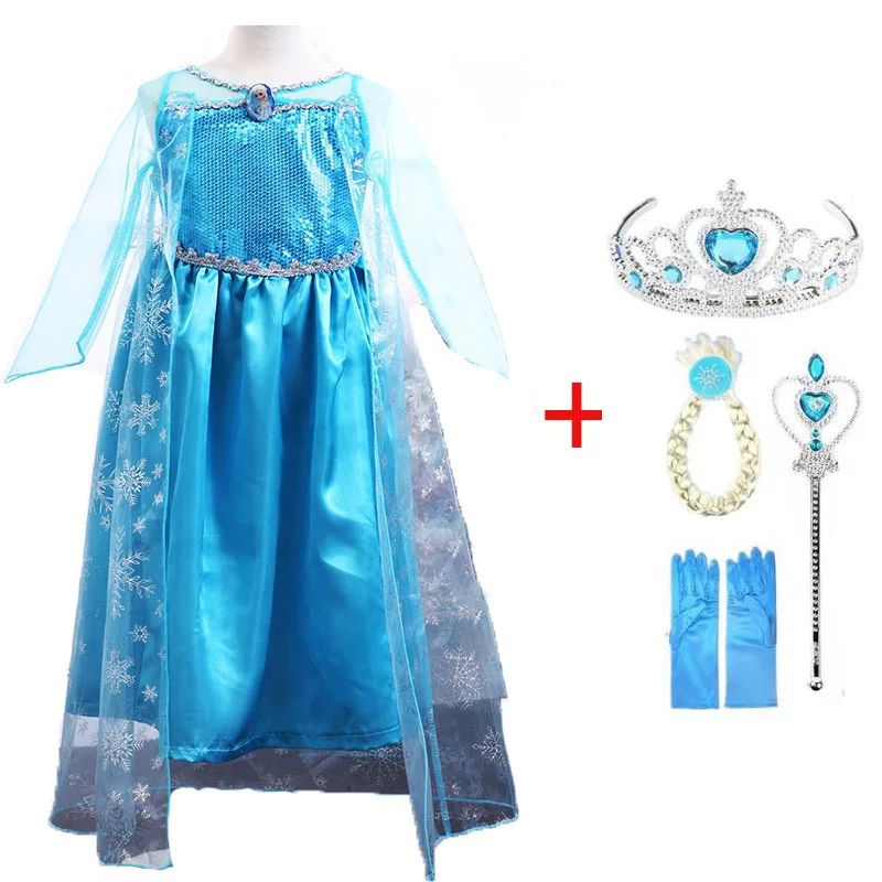 elsa set 9 Новинка года; платье Эльзы; вечерние платья для девочек; одежда для костюмированной вечеринки для девочек; платье принцессы Анны, Снежной Королевы для дня рождения; Детский костюм - Цвет: elsa set 9