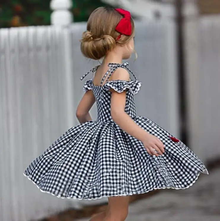 european girls summer dress 2019 new kids cotton plaid dresses cute girl bow fashion Children clothes | Детская одежда и обувь