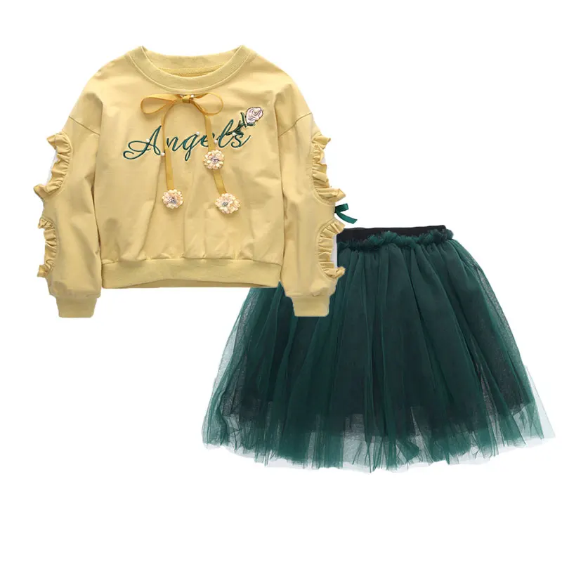 2 шт. футболка с длинным рукавом и юбка 80 2019 цветов|girls clothes suits|fashion girl clothesgirls |