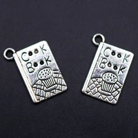 wkoud10pcs silver plated cook book charm alloy pendant necklace earrings diy metal jewelry handmade accessories 2014mm a87