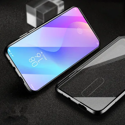 Black Чехол redmi k20 pro с магнитной автоматической адсорбцией для Xiaomi Mi 9t redmi K20, задняя крышка из закаленного стекла, полностью завернутый чехол - Цвет: Black