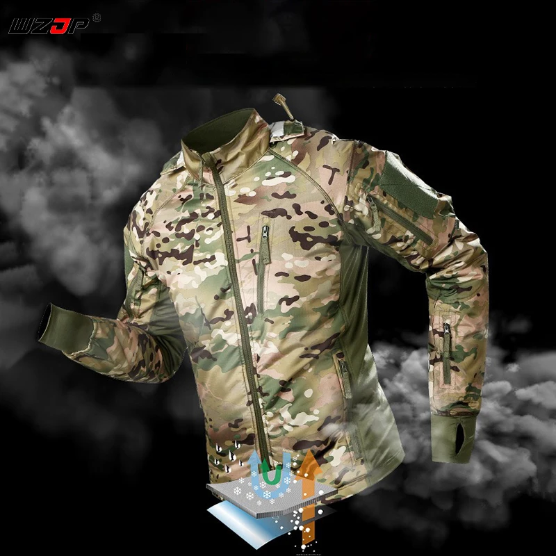 WZJP новая тактическая военная зимняя мужская камуфляжная куртка-ветровка с капюшоном и стоячим воротником водонепроницаемая ветрозащитная теплая куртка