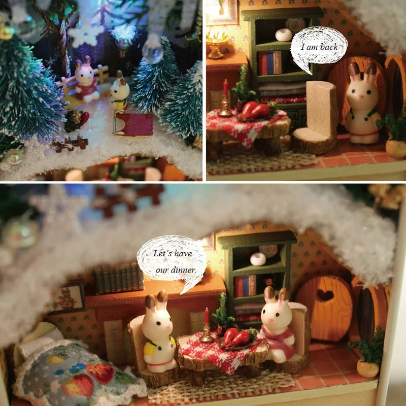 Christmas Dream Doll House Dollhouse Miniature Box 3D Wooden DIY Handmade Cute Mini Assemble Kits Gift Toys | Игрушки и хобби