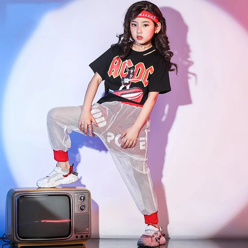 Джазовый костюм для девочек хип хоп Детская уличная танцевальная одежда детские