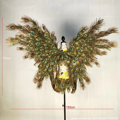 wings and skrit Красивые Искусственные павлиньи перья Крылья Ангела Креативные украшения реквизит модель шоу на сцене Реквизит серии ручной работы - Цвет: wings and skrit