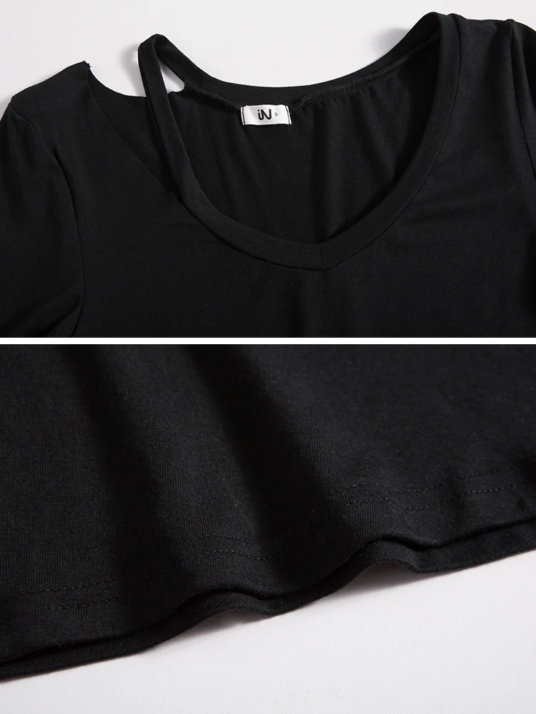 Oukytha Летнее Длинное платье Fit and Flare черный Для женщин платья Рубашка с короткими