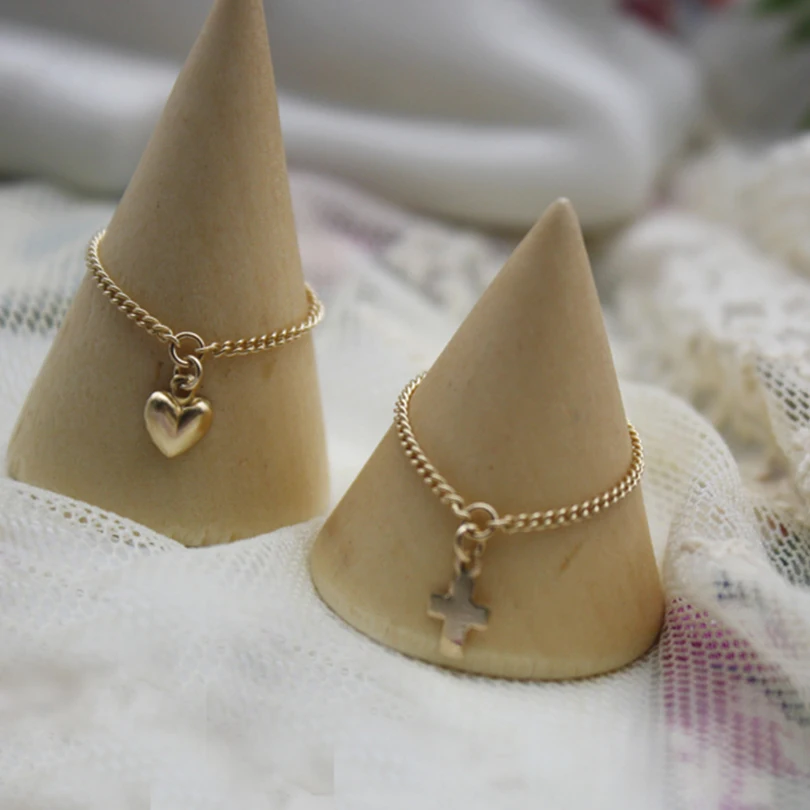 Модное женское кольцо 14k Золотое с крестиком в форме сердца свадебные ювелирные