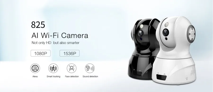 Умная wifi PTZ FHD IP облачная камера с Alexa Голосовое управление Автоматическое умное отслеживание лица Обнаружение звука для движения сигнализации