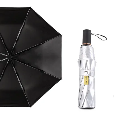 black Fashion Silver Reflective Umbrella Rain Women Anti UV Windproof Folding Umbrellas Travel Business Umbrella Man parasol Paraguas зонт прозрачный - Цвет: black