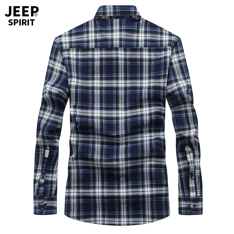 JEEP SPIRIT весна осень клетчатая рубашка мужская с длинным рукавом с отложным воротником хлопок дышащие мужские рубашки размера плюс 4XL Топ рубашка