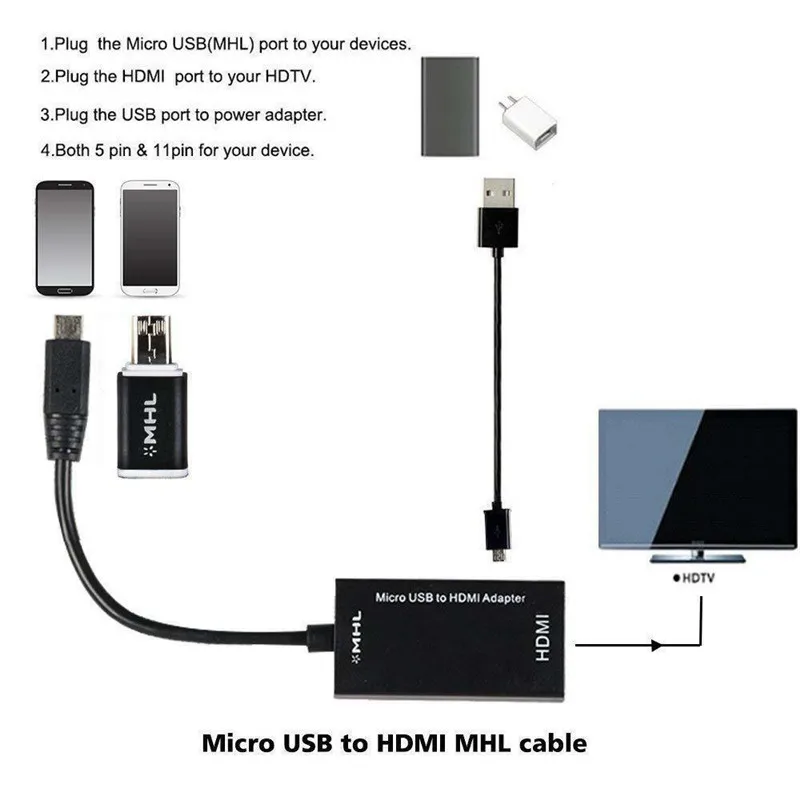 Микро-usb HD 1080P MHL мужской toHDMI женский кабель адаптер для htc samsung NE8X