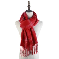 plaid scarf winter wool scarves shawls wraps acrylic women neck scarf bufanda mujer pashmina cape wraps fringe newest