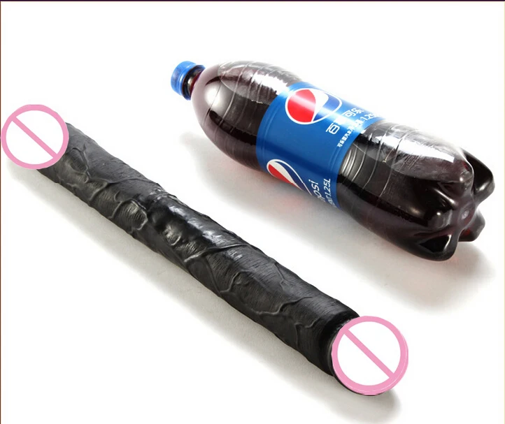 Большой черный мягкий гибкий длинный двойной фаллоимитатор 440*50 мм пенис для