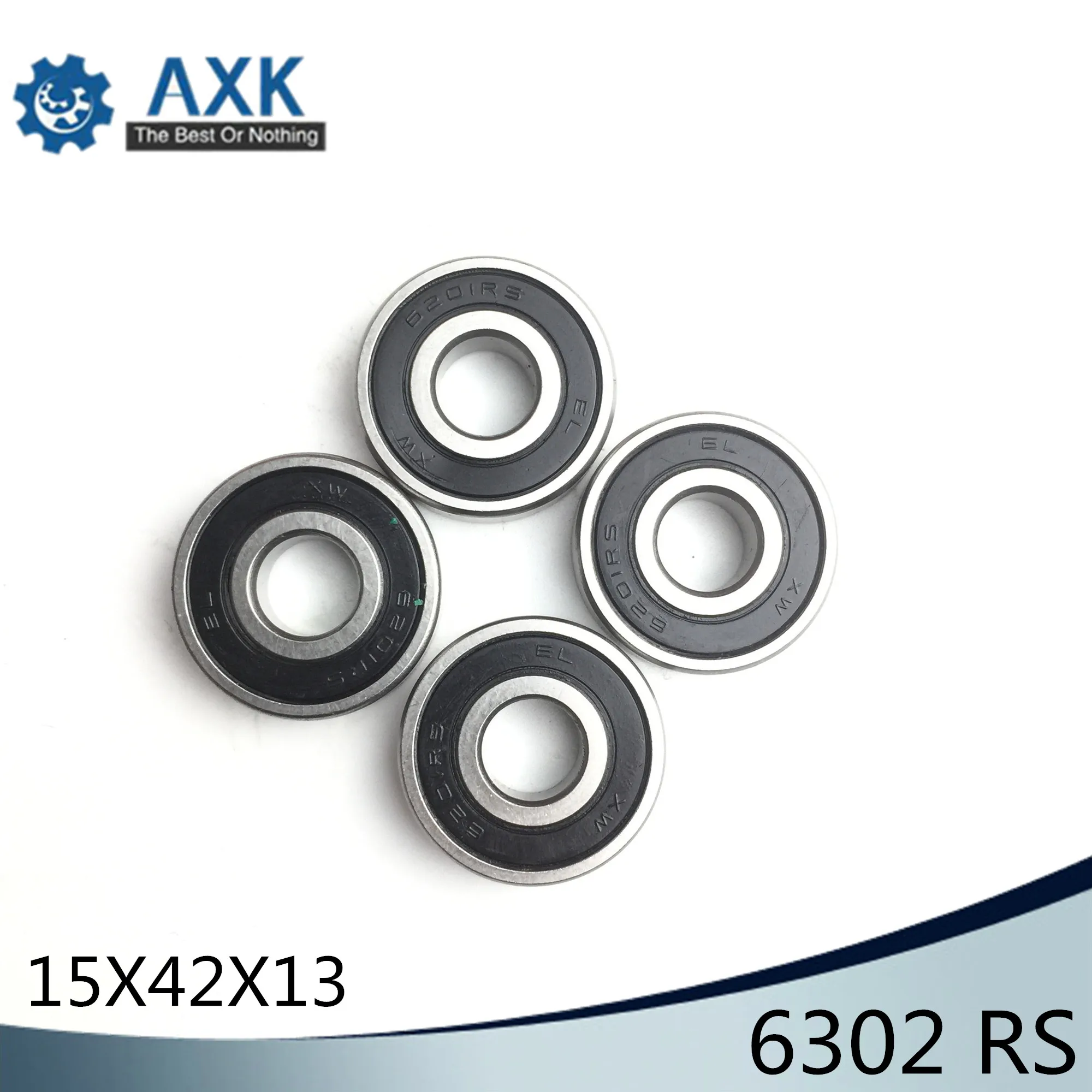 6302RS подшипник ABEC 3 (4 шт.) 15*42*13 мм шайбовый с глубоким 6302 2RS упорные шариковые