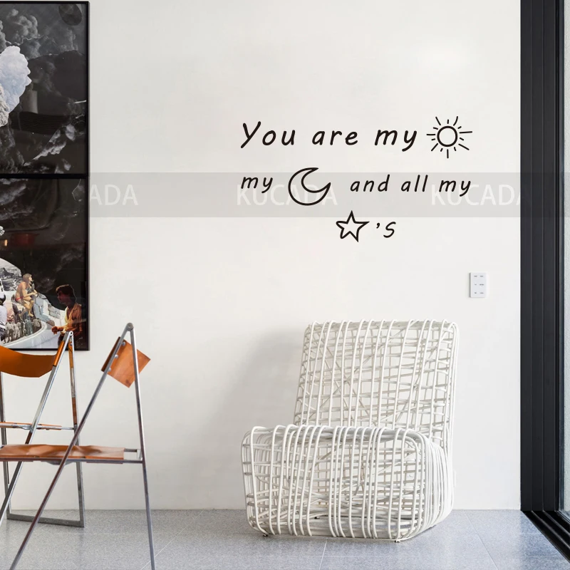 

Vinyl You are my Creative Couple Home Simplicity Style English Wall sticker bedroom Small sofa DIY Art Murals JG4227