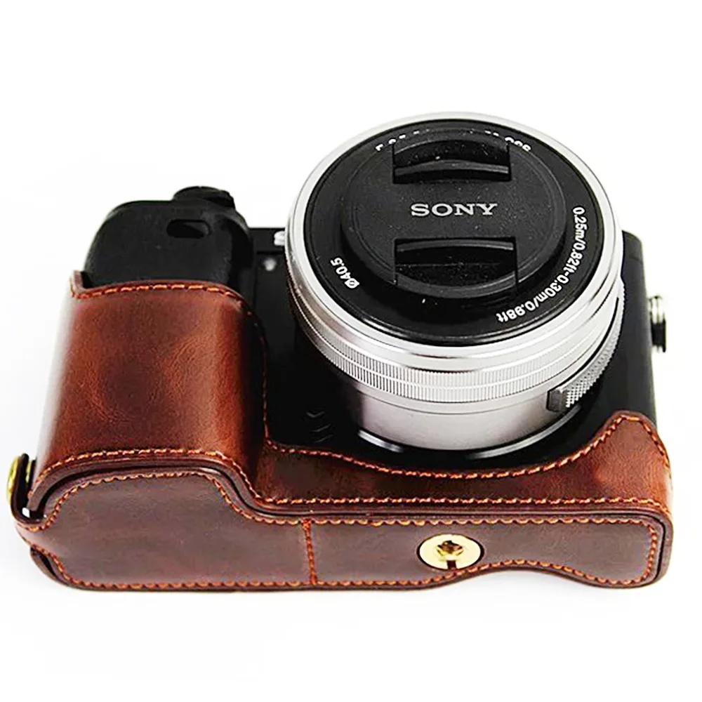 Половина тела из искусственной кожи чехол для камеры Сумка для sony A6400 A6300 ILCE-6400 крышка с отверстием батареи