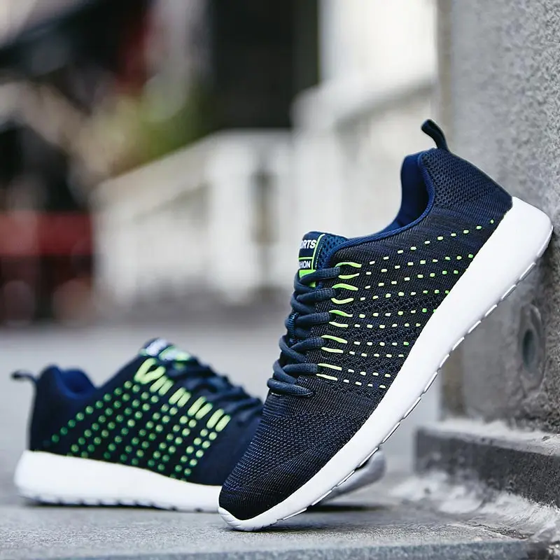 Casual men shoes 2020 mixed color breathable mesh sneakers wild lace-up outdoor sporty man | Обувь