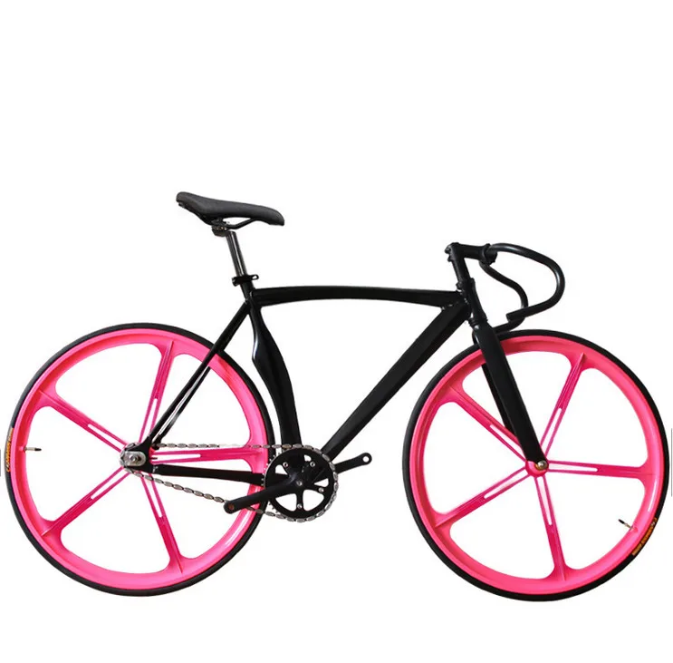 black pink x-передний бренд Scimitar muscle fixie велосипед с фиксированной передачей 52 см DIY пять режущих колес скоростной Дорожный Велосипед fixie bicicleta - Цвет: black pink