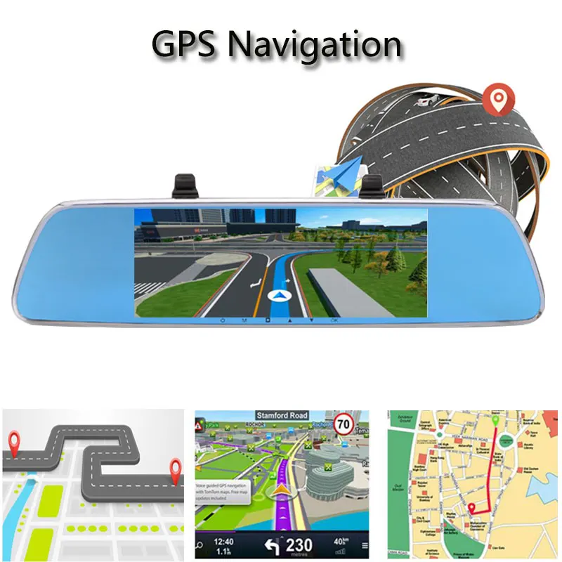 3g Автомобильный видеорегистратор " сенсорный экран Android 5,0 gps wifi автомобильные камеры зеркало заднего вида Автомобильный видеорегистратор Bluetooth видеорегистратор Двойной объектив
