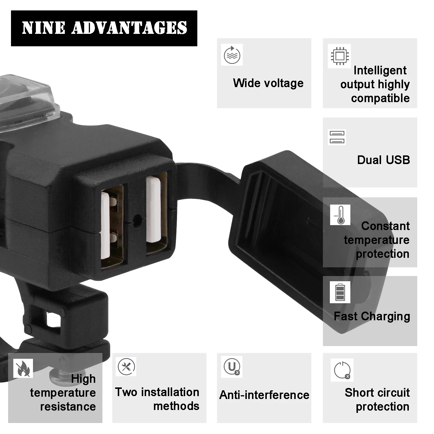 Rylyons автомобиль двойной USB порт мотоцикл зарядное устройство на руль розетка с