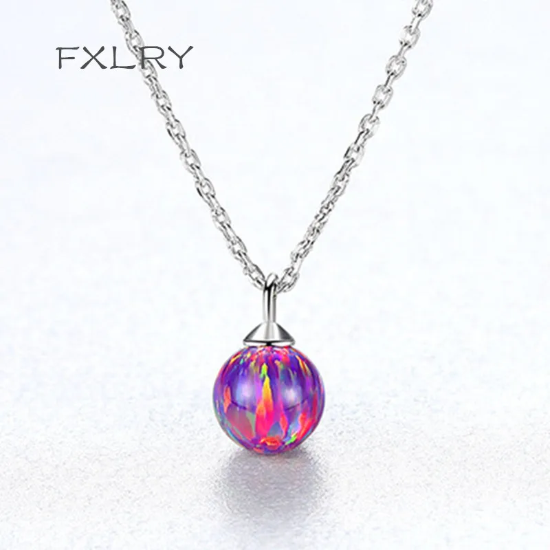 FXLRY новый дизайн S925 цвет 6 мм красный круглый шар Огненный опал камень кулон